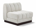 Quinn Chenille Fabric Upholstered Armless Modular Chair - Cream