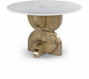 Alden 48" Genuine Marble Top And Brass Base Dining Table - White