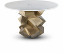 Walker 48" Genuine Marble Top And Brass Base Dining Table - White