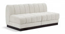 Quinn 64" Chenille Fabric Upholstered 2pc. Armless Modular Loveseat - Cream