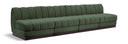 Quinn 128" Chenille Fabric Upholstered 4pc. Armless Modular Sofa - Green