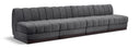 Quinn 128" Chenille Fabric Upholstered 4pc. Armless Modular Sofa - Grey
