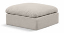 Indulge Linen Textured Fabric Upholstered Modular Ottoman - Beige