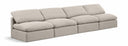Indulge 140" Linen Textured Fabric Upholstered 4pc. Armless Modular Sofa - Beige