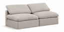 Indulge 70" Linen Textured Fabric Upholstered 2pc. Armless Modular Loveseat - Beige