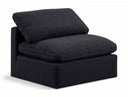 Indulge Linen Textured Fabric Upholstered Armless Modular Chair - Black