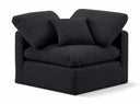 Indulge Linen Textured Fabric Upholstered Corner Modular Chair - Black