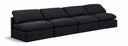 Indulge 140" Linen Textured Fabric Upholstered 4pc. Armless Modular Sofa - Black