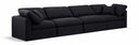 Indulge 140" Linen Textured Fabric Upholstered 4pc. Modular Sofa - Black