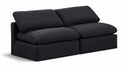 Indulge 70" Linen Textured Fabric Upholstered 2pc. Armless Modular Loveseat - Black