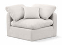 Indulge Linen Textured Fabric Upholstered Corner Modular Chair - Cream