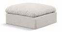 Indulge Linen Textured Fabric Upholstered Modular Ottoman - Cream