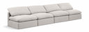 Indulge 140" Linen Textured Fabric Upholstered 4pc. Armless Modular Sofa - Cream