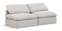 Indulge 70" Linen Textured Fabric Upholstered 2pc. Armless Modular Loveseat - Cream