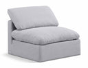 Indulge Linen Textured Fabric Upholstered Armless Modular Chair - Grey