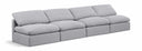 Indulge 140" Linen Textured Fabric Upholstered 4pc. Armless Modular Sofa - Grey