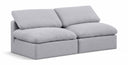 Indulge 70" Linen Textured Fabric Upholstered 2pc. Armless Modular Loveseat - Grey