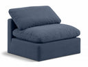 Indulge Linen Textured Fabric Upholstered Armless Modular Chair - Blue