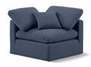 Indulge Linen Textured Fabric Upholstered Corner Modular Chair - Blue