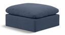 Indulge Linen Textured Fabric Upholstered Modular Ottoman - Blue