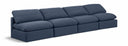 Indulge 140" Linen Textured Fabric Upholstered 4pc. Armless Modular Sofa - Blue