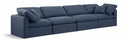 Indulge 140" Linen Textured Fabric Upholstered 4pc. Modular Sofa - Blue