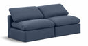 Indulge 70" Linen Textured Fabric Upholstered 2pc. Armless Modular Loveseat - Blue