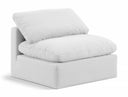 Indulge Linen Textured Fabric Upholstered Armless Modular Chair - White