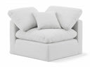 Indulge Linen Textured Fabric Upholstered Corner Modular Chair - White