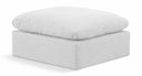 Indulge Linen Textured Fabric Upholstered Modular Ottoman - White