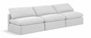 Indulge 105" Linen Textured Fabric Upholstered 3pc. Armless Modular Sofa - White