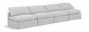 Indulge 140" Linen Textured Fabric Upholstered 4pc. Armless Modular Sofa - White