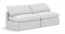 Indulge 70" Linen Textured Fabric Upholstered 2pc. Armless Modular Loveseat - White