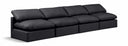 Indulge 140" Vegan Leather Upholstered 4pc. Armless Modular Sofa - Black