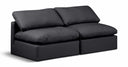 Indulge 70" Vegan Leather Upholstered 2pc. Armless Modular Loveseat - Black
