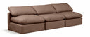 Indulge 105" Vegan Leather Upholstered 3pc. Armless Modular Sofa - Brown