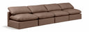 Indulge 140" Vegan Leather Upholstered 4pc. Armless Modular Sofa - Brown