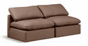 Indulge 70" Vegan Leather Upholstered 2pc. Armless Modular Loveseat - Brown