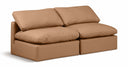 Indulge 70" Vegan Leather Upholstered 2pc. Armless Modular Loveseat - Cognac