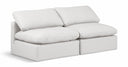 Indulge 70" Vegan Leather Upholstered 2pc. Armless Modular Loveseat - Cream