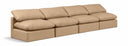 Indulge 140" Vegan Leather Upholstered 4pc. Armless Modular Sofa - Tan