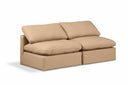 Indulge 70" Vegan Leather Upholstered 2pc. Armless Modular Loveseat - Tan