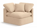 Indulge Velvet Upholstered Corner Modular Chair - Beige