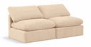 Indulge 70" Velvet Upholstered 2pc. Armless Modular Loveseat - Beige