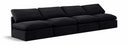 Indulge 140" Velvet Upholstered 4pc. Armless Modular Sofa - Black