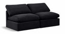 Indulge 70" Velvet Upholstered 2pc. Armless Modular Loveseat - Black