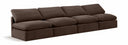 Indulge 140" Velvet Upholstered 4pc. Armless Modular Sofa - Brown