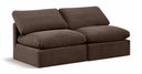 Indulge 70" Velvet Upholstered 2pc. Armless Modular Loveseat - Brown