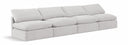 Indulge 140" Velvet Upholstered 4pc. Armless Modular Sofa - Cream