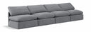 Indulge 140" Velvet Upholstered 4pc. Armless Modular Sofa - Grey